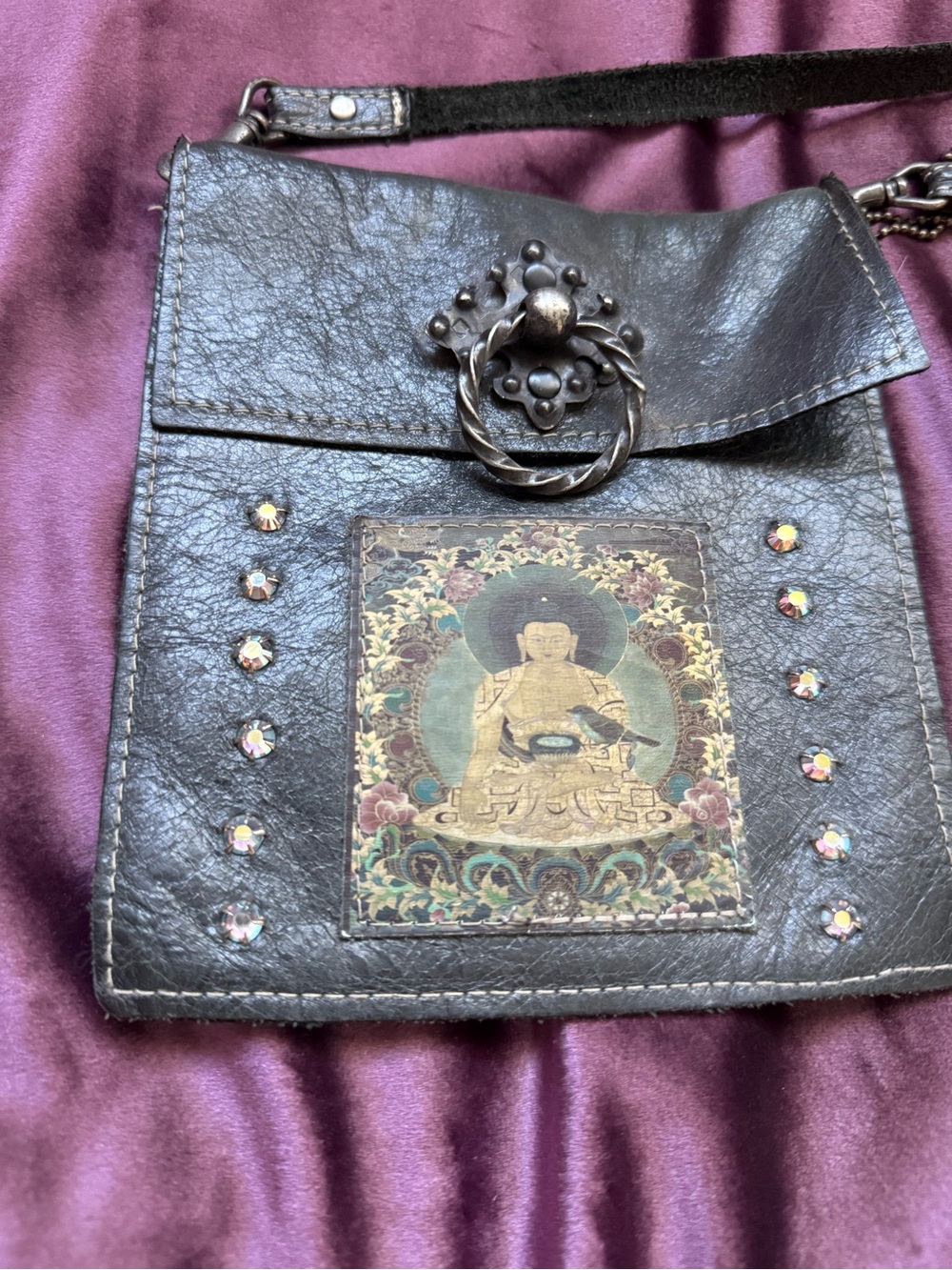 Buddha Purse black leather